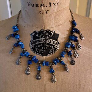 Turquoise and silver necklace, 20 inches